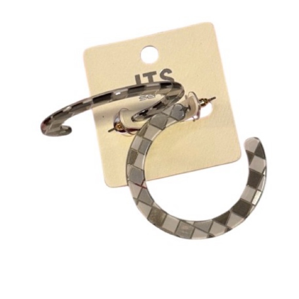 ITS Sense Checkered Hoop Earrings - Picture 2 of 3